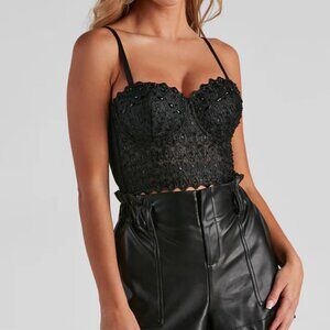 Windsor Black Reigning Lace Bustier Top